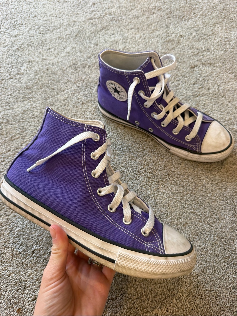 Youth Converse All Star Purple High-Top Canvas Sneakers- Size 3